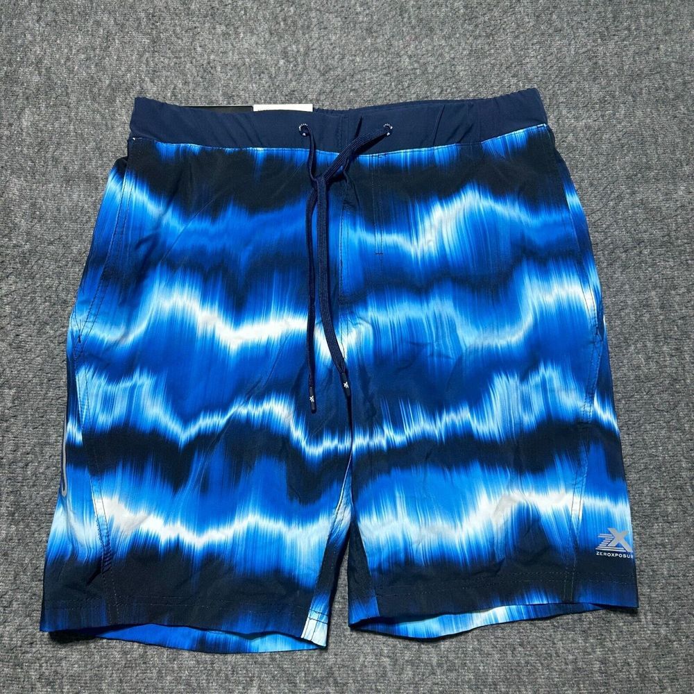 Zeroxposur Mens Swim Trunks‎ Small Shorts Blue Bathing Suit Bottoms Tie Dye